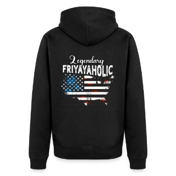 Friyayaholic US - Unisex Premium Organic Zip Hoodie - black - Back - Nico (187cm)
