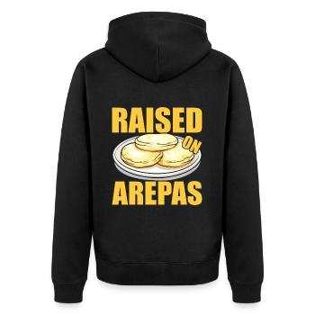 Venezolanische Arepas - Unisex Premium Bio Zip Hoodie - Schwarz - Hinten - Nico (187cm)