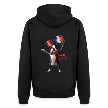Boston Terrier - Unisex Premium Bio Zip Hoodie - Schwarz - Hinten - Nico (187cm)