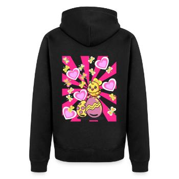 Easter Retro Chick Easter Egg Easter Eggs Kids 80s - Unisex Premium Organic Zip Hoodie - black - Back - Nico (187cm)