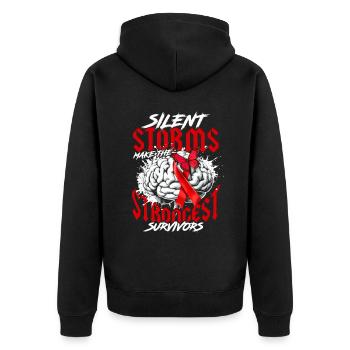 Stroke Recovery Strongest Survivors - Unisex Premium Organic Zip Hoodie - black - Back - Nico (187cm)