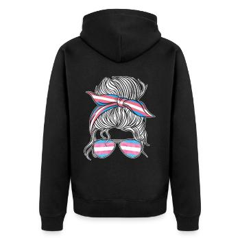 Transgender Trans LGBT Pride - Unisex Premium Bio Zip Hoodie - Schwarz - Hinten - Nico (187cm)