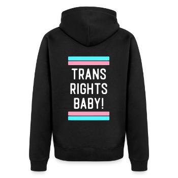 Transgender Trans LGBT Pride - Unisex Premium Bio Zip Hoodie - Schwarz - Hinten - Nico (187cm)