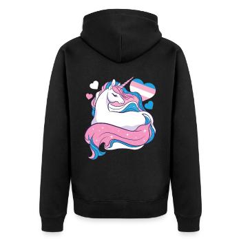 Transgender Trans LGBT Pride - Unisex Premium Bio Zip Hoodie - Schwarz - Hinten - Nico (187cm)
