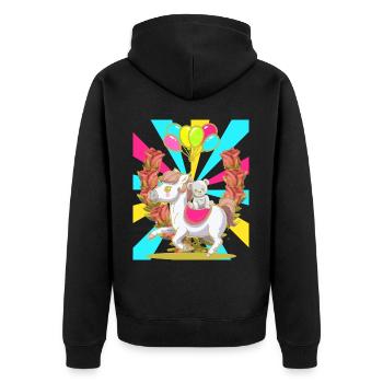 Kids Retro Birthday Horse Teddy Balloons - Unisex Premium Organic Zip Hoodie - black - Back - Nico (187cm)