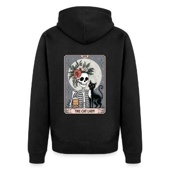 Tarotkarte - Unisex Premium Bio Zip Hoodie - Schwarz - Hinten - Nico (187cm)