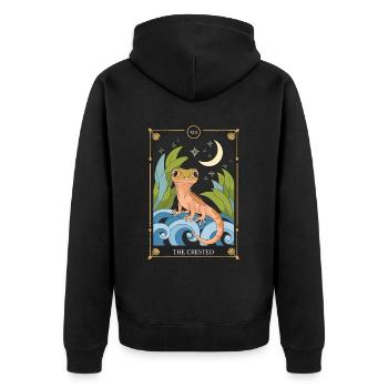 Tarotkarte - Unisex Premium Bio Zip Hoodie - Schwarz - Hinten - Nico (187cm)