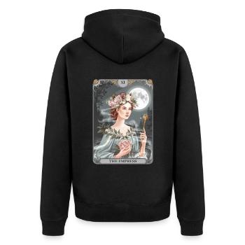 Tarotkarte - Unisex Premium Bio Zip Hoodie - Schwarz - Hinten - Nico (187cm)