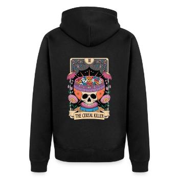 Tarotkarte - Unisex Premium Bio Zip Hoodie - Schwarz - Hinten - Nico (187cm)
