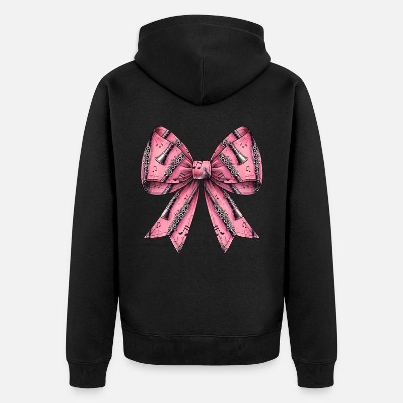 Coquette Bogen Klarinette Mädchen Muster - Unisex Premium Bio Zip Hoodie - Schwarz