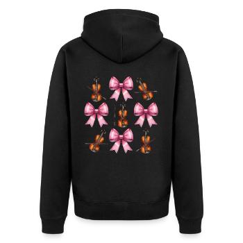 Coquette Bogen Violine Mädchen Geigerin Mom Mütter - Unisex Premium Bio Zip Hoodie - Schwarz - Hinten - Nico (187cm)