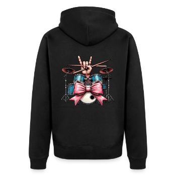 Coquette Bow Drum Girl Drummer Mom Mothers Day - Unisex Premium Bio Zip Hoodie - Schwarz - Hinten - Nico (187cm)