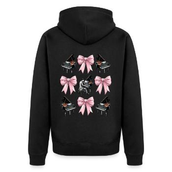 Coquette Bogen Pianist Klavier Mädchen Mom Mütter - Unisex Premium Bio Zip Hoodie - Schwarz - Hinten - Nico (187cm)