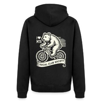 Bicycle Retro Style I Love MTB Bear - Unisex Premium Organic Zip Hoodie - black - Back - Nico (187cm)
