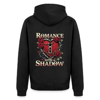 Dark Romance Romance With A Shadow - Unisex Premium Bio Zip Hoodie - Schwarz - Hinten - Nico (187cm)