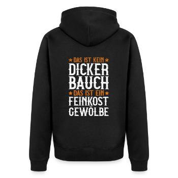 Das Ist Kein Dicker Bauch Das Ist Ein Feinkost - Unisex Premium Bio Zip Hoodie - Schwarz - Hinten - Nico (187cm)