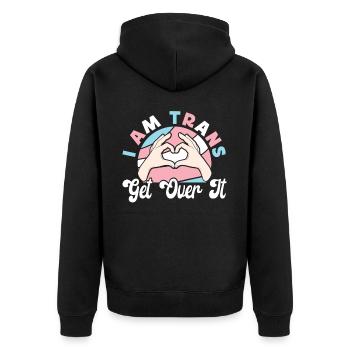 Transgender Trans LGBT Pride - Unisex Premium Bio Zip Hoodie - Schwarz - Hinten - Nico (187cm)