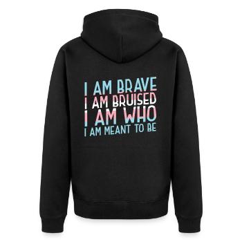 Transgender Trans LGBT Pride - Unisex Premium Bio Zip Hoodie - Schwarz - Hinten - Nico (187cm)