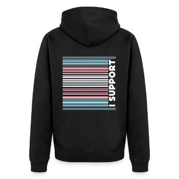 Transgender Trans LGBT Pride - Unisex Premium Bio Zip Hoodie - Schwarz - Hinten - Nico (187cm)
