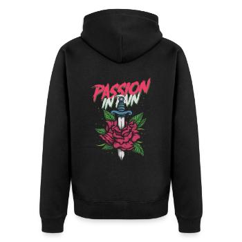 Dark Romance - Unisex Premium Organic Zip Hoodie - black - Back - Nico (187cm)