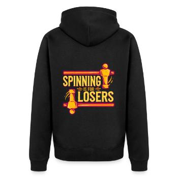 Tischfußball Tischkicker - Unisex Premium Bio Zip Hoodie - Schwarz - Hinten - Nico (187cm)