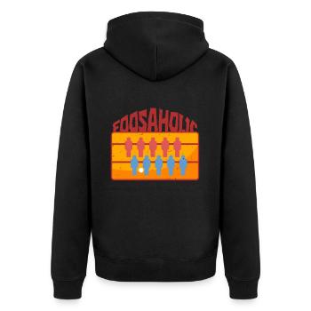 Tischfußball Tischkicker Foosaholic - Unisex Premium Bio Zip Hoodie - Schwarz - Hinten - Nico (187cm)