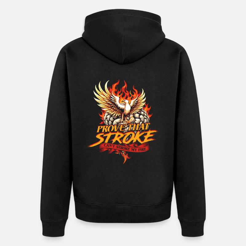 Schlaganfall Erholung Stroke Can't Stroke My Fire - Unisex Premium Bio Zip Hoodie - Schwarz