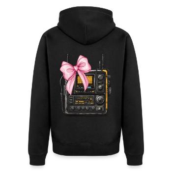 Coquette Bow Amateurfunkerin Amateurfunkerin - Unisex Premium Bio Zip Hoodie - Schwarz - Hinten - Nico (187cm)