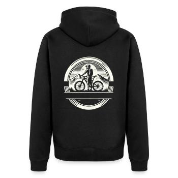 Mountainbike Fahrrad Fahrer Text Selbstgestallten - Unisex Premium Bio Zip Hoodie - Schwarz - Hinten - Nico (187cm)