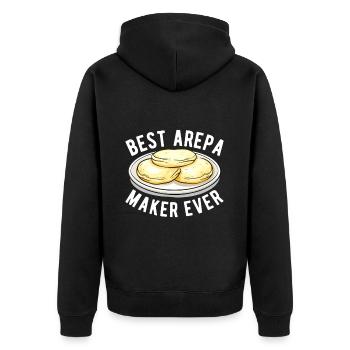 Venezolanische Arepas - Unisex Premium Bio Zip Hoodie - Schwarz - Hinten - Nico (187cm)