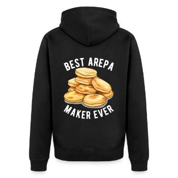 Venezuelan Arepas - Unisex Premium Organic Zip Hoodie - black - Back - Nico (187cm)