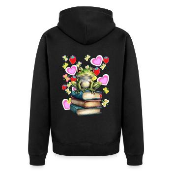 Frog Frogs Toad - Unisex Premium Organic Zip Hoodie - black - Back - Nico (187cm)