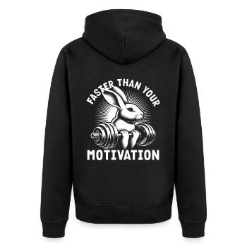 Faster Than Your Motivation Easter Bunny Weightlif - Unisex Premium Bio Zip Hoodie - Schwarz - Hinten - Nico (187cm)