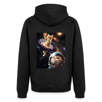 Cute Cat Meme Outerspace Galaxy Space Astrology - Unisex Premium Bio Zip Hoodie - Schwarz - Hinten - Nico (187cm)