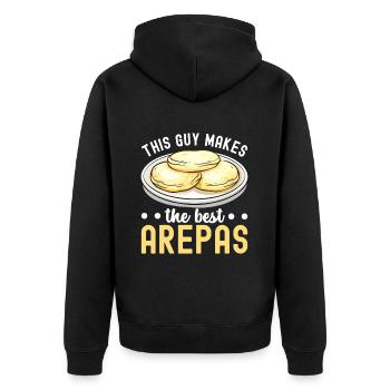 Venezolanische Arepas - Unisex Premium Bio Zip Hoodie - Schwarz - Hinten - Nico (187cm)