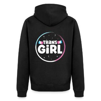 Transgender Trans LGBT Pride - Unisex Premium Organic Zip Hoodie - black - Back - Nico (187cm)