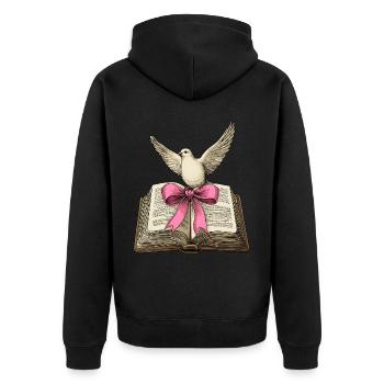Kokette Bogen Christlicher Pastor Bibel Taube Mama - Unisex Premium Bio Zip Hoodie - Schwarz - Hinten - Nico (187cm)