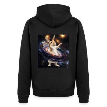 Mignon Lapin de Pâques Galaxie Nébuleuse de l’espace Drôle Mème - Veste à capuche bio Premium Unisexe - noir - Dos - Nico (187cm)