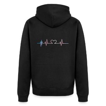 Transgender Trans LGBT Pride - Unisex Premium Bio Zip Hoodie - Schwarz - Hinten - Nico (187cm)