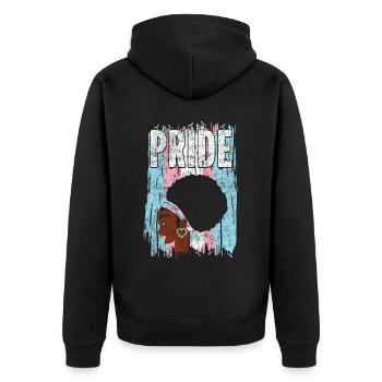 Transgender Trans LGBT Pride - Unisex Premium Bio Zip Hoodie - Schwarz - Hinten - Nico (187cm)