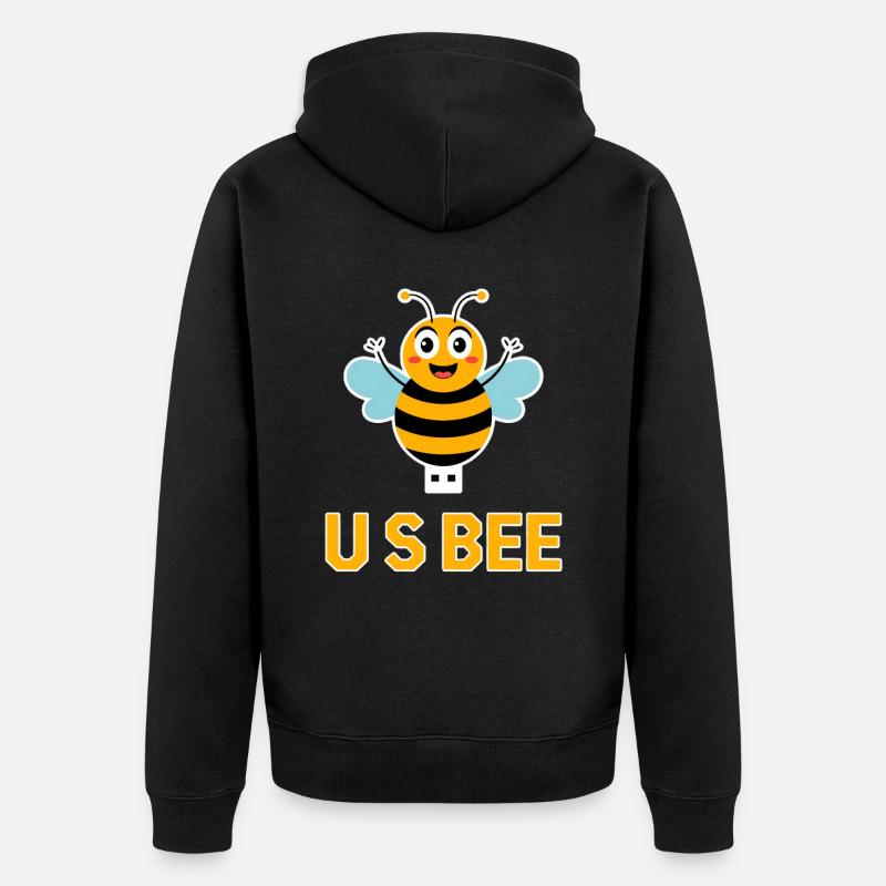 USBEE Biene Mit USB Stick - Unisex Premium Bio Zip Hoodie - Schwarz