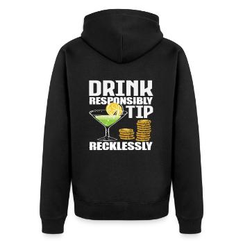 Barman Boire de manière responsable Pourboire imprudemment - Veste à capuche bio Premium Unisexe - noir - Dos - Nico (187cm)