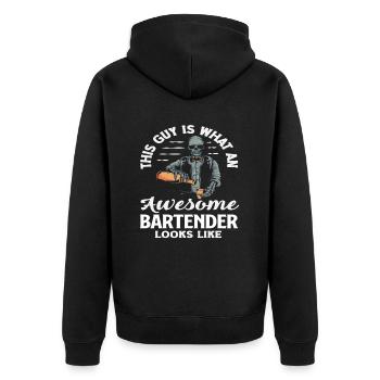 So Sieht Ein Toller Barkeeper Aus - Unisex Premium Bio Zip Hoodie - Schwarz - Hinten - Nico (187cm)