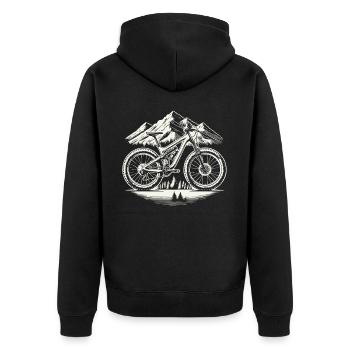 Mountain Adventure Bicycle Nature Trekking - Unisex Premium Organic Zip Hoodie - black - Back - Nico (187cm)