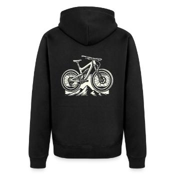 Vélo d’aventure Montagnes VTT Amour - Veste à capuche bio Premium Unisexe - noir - Dos - Nico (187cm)