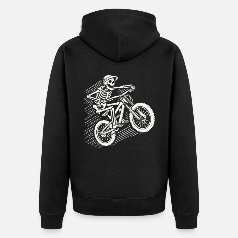 Skeleton Vélo Aventure VTT Rétro - Veste à capuche bio Premium Unisexe - noir