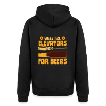 Elevator Mechanic Will Fix Elevators For Beers - Unisex Premium Organic Zip Hoodie - black - Back - Nico (187cm)