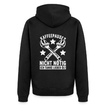 Automechaniker Kfz Techniker Fahrzeugreparatur - Unisex Premium Bio Zip Hoodie - Schwarz - Hinten - Nico (187cm)
