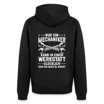 Automechaniker Kfz Techniker Fahrzeugreparatur - Unisex Premium Bio Zip Hoodie - Schwarz - Hinten - Nico (187cm)