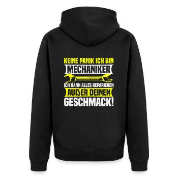Automechaniker Kfz Techniker Fahrzeugreparatur - Unisex Premium Bio Zip Hoodie - Schwarz - Hinten - Nico (187cm)